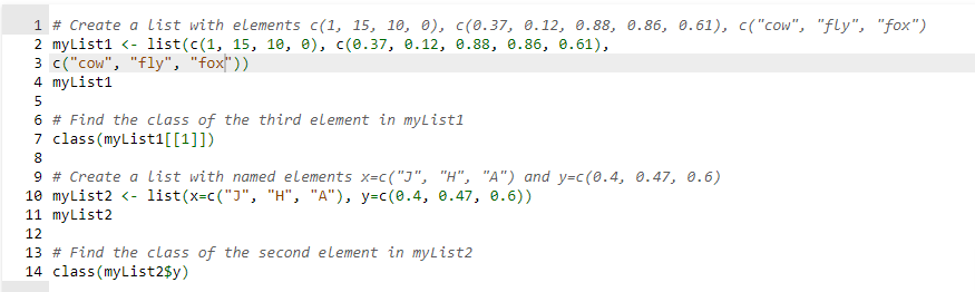 Solved Creation of lists and class on elements for BUSA 348 | Chegg.com