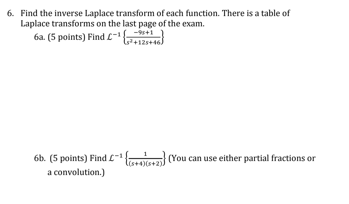 Solved 6. Find The Inverse Laplace Transform Of Each | Chegg.com