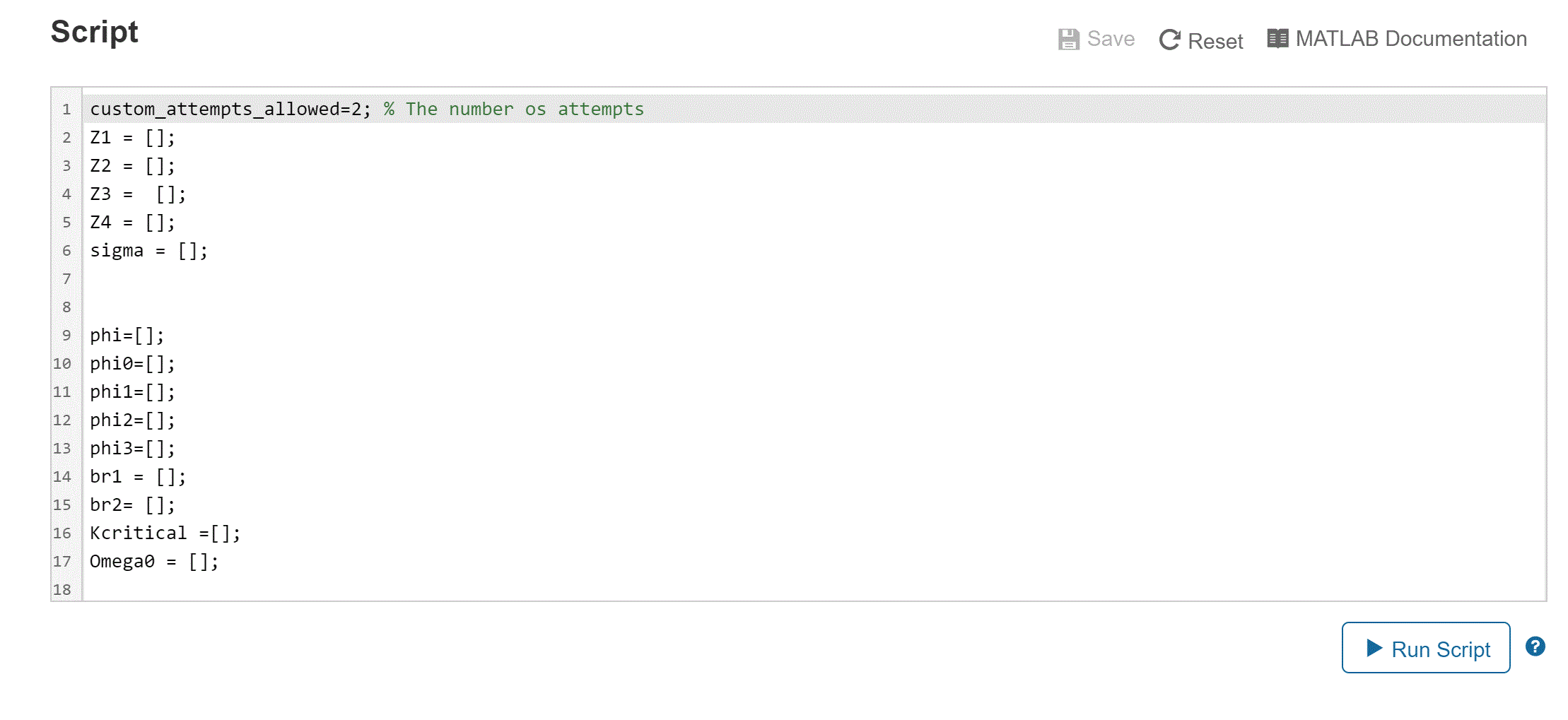 Solved Script Save C Reset D MATLAB Documentation N N 1 | Chegg.com
