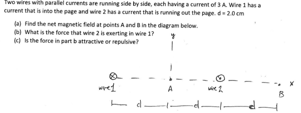 Solved Two wires with parallel currents are running side by | Chegg.com