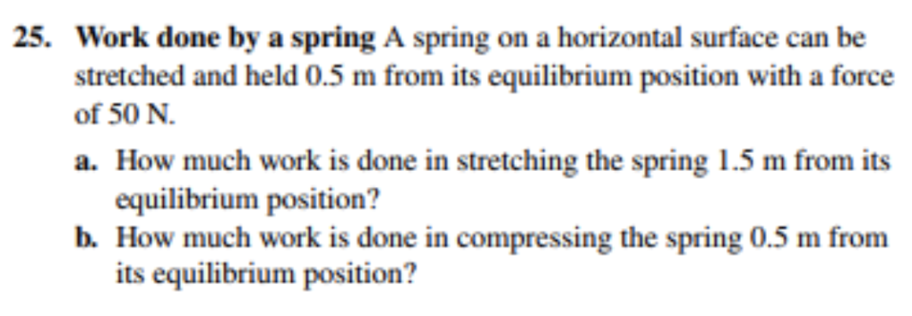 Solved 25 Work done by a spring A spring on a horizontal | Chegg.com