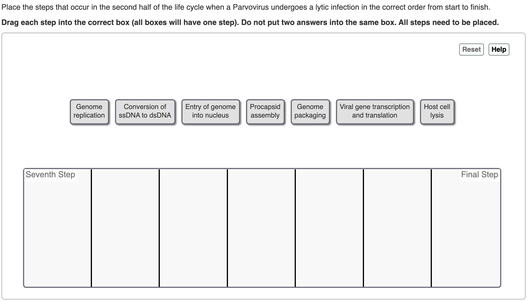 Solved Place the steps that occur in the first half of the | Chegg.com
