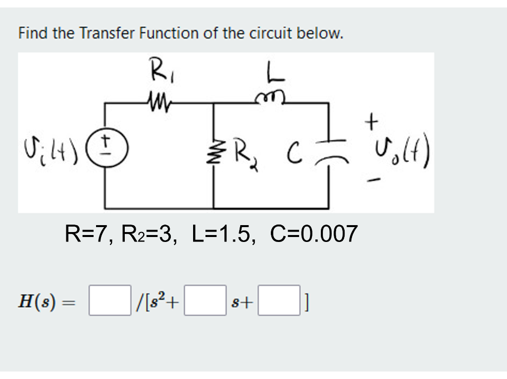 Solved Find the Transfer Function of the circuit below. RI w | Chegg.com