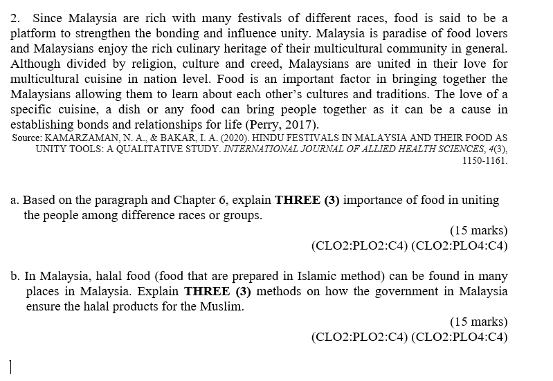 2 Since Malaysia Are Rich With Many Festivals Of Chegg Com