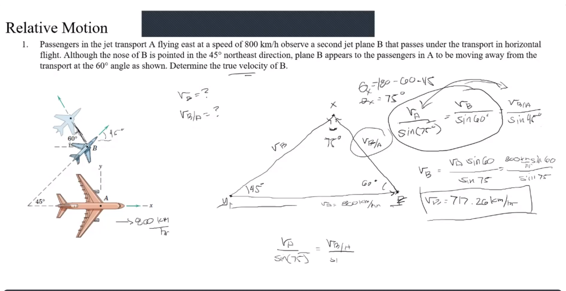 Solved Relative Motion 1. Passengers in the jet transport A | Chegg.com