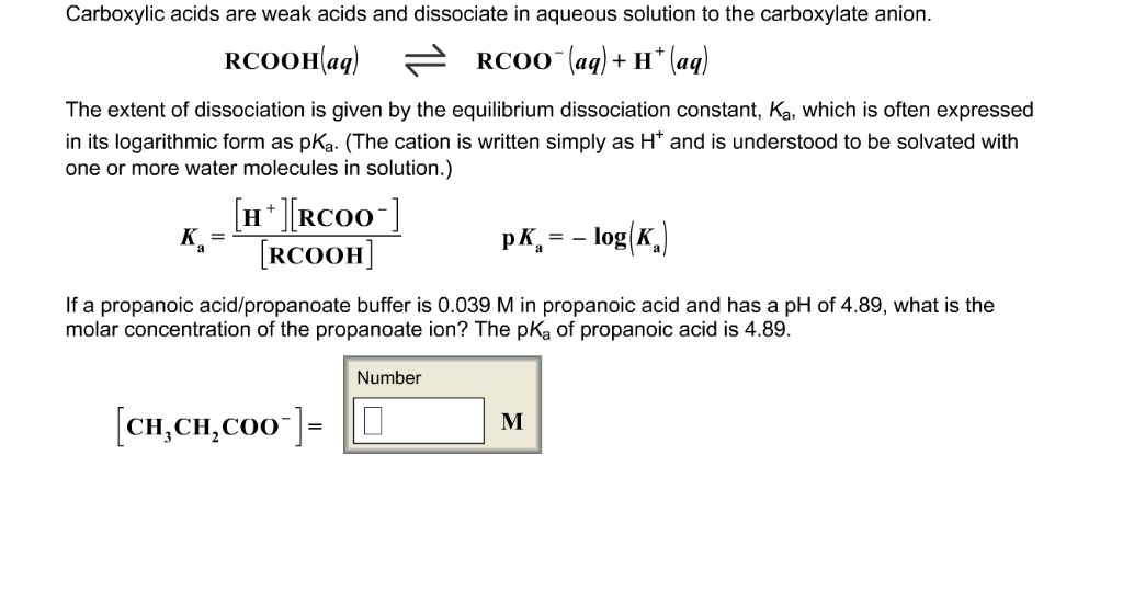 Solved Carboxylic Acids Are Weak Acids And Dissociate In 8553