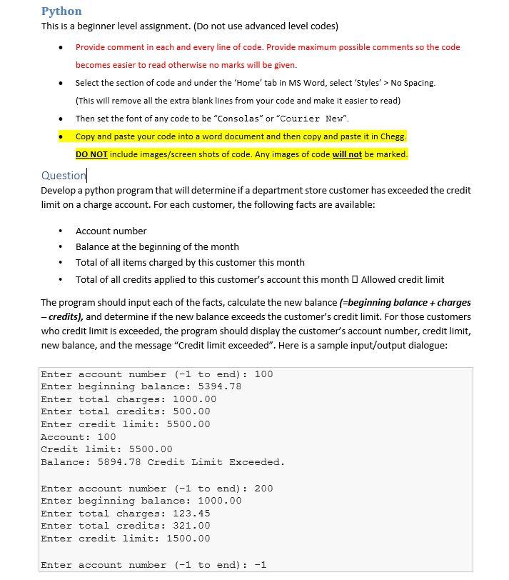 Solved Python This is a beginner level assignment. (Do not | Chegg.com