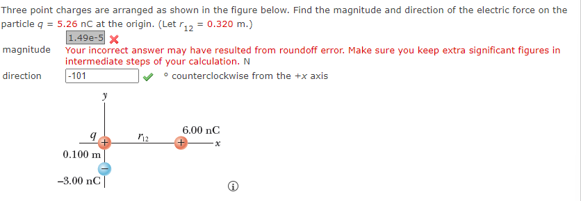 Solved Three point charges are arranged as shown in the | Chegg.com