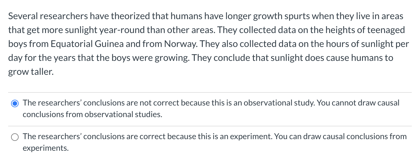 Solved Which of the following describes an experiment? | Chegg.com