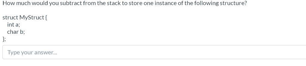 Solved How much would you subtract from the stack to store | Chegg.com