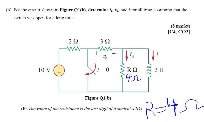 Solved (b) For The Circuit Shown In Figure Q1(b), Determine | Chegg.com