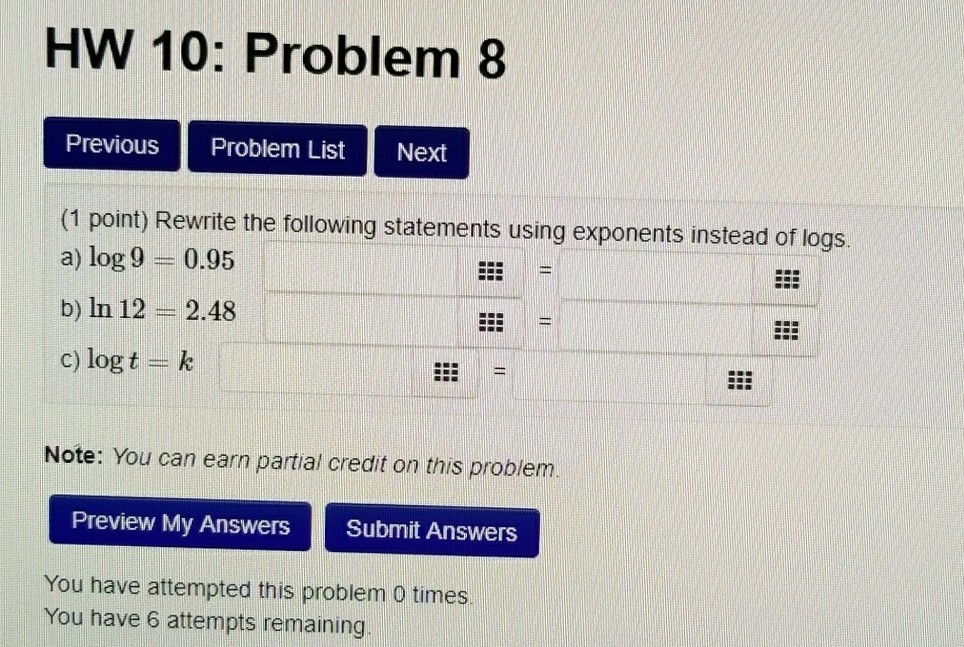 Solved HW 10: Problem 8 Previous Problem List Next (1 point) | Chegg.com