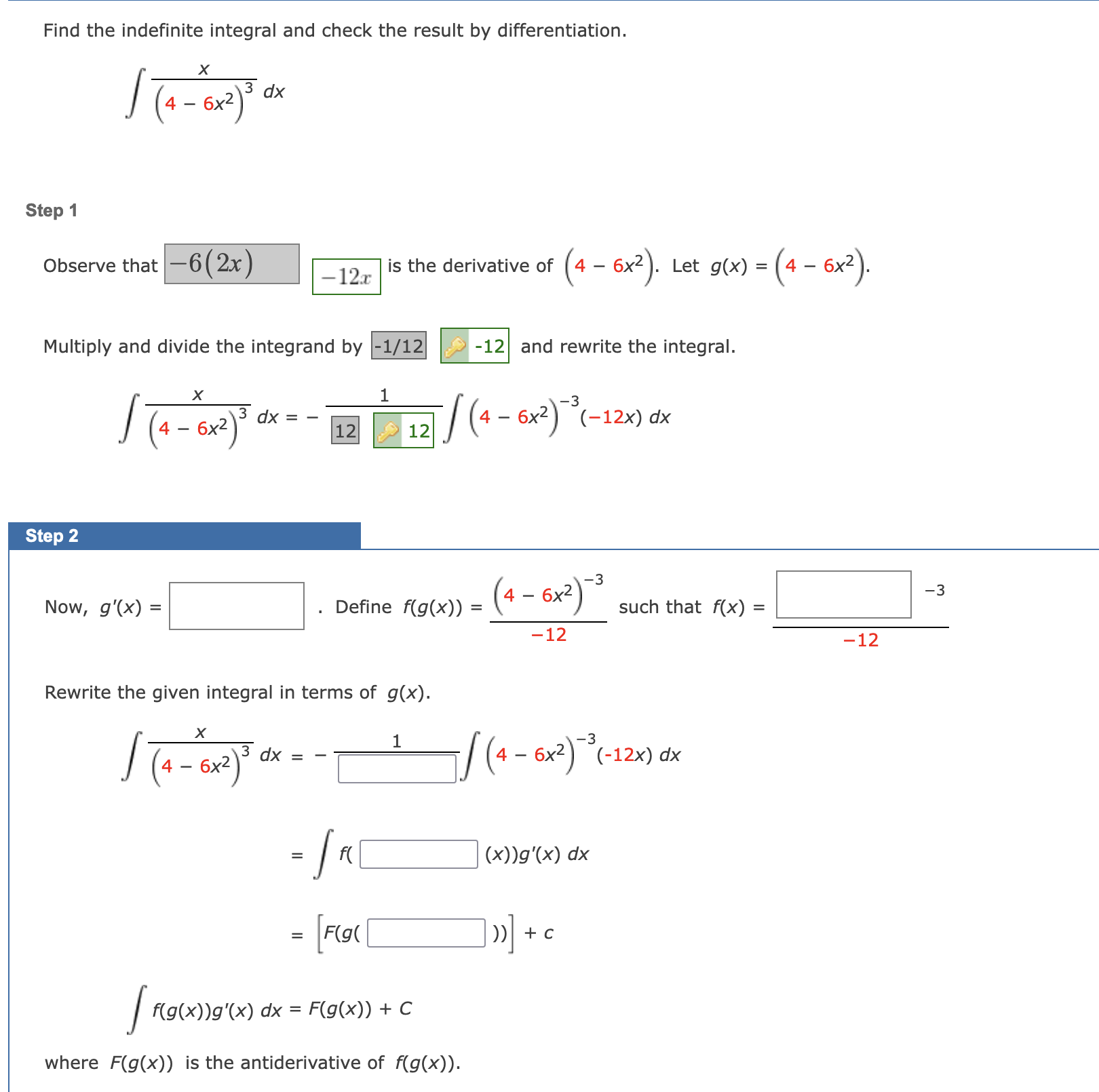 Solved Find the indefinite integral and check the result by | Chegg.com