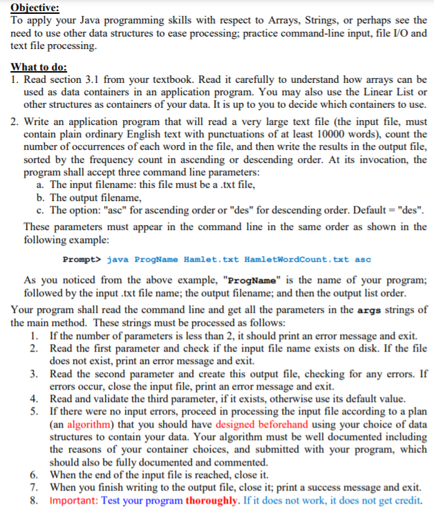 Solved Objective: To apply your Java programming skills with | Chegg.com