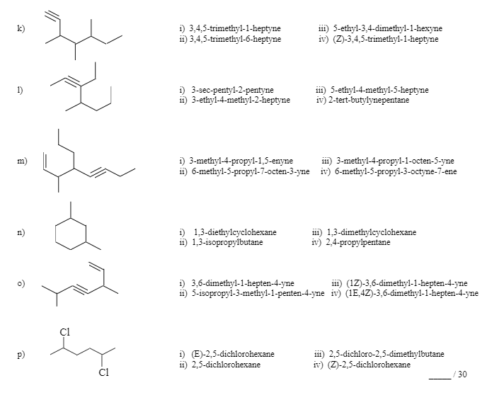 Solved 2 a) Choose the correct IUPAC name for the molecules ...