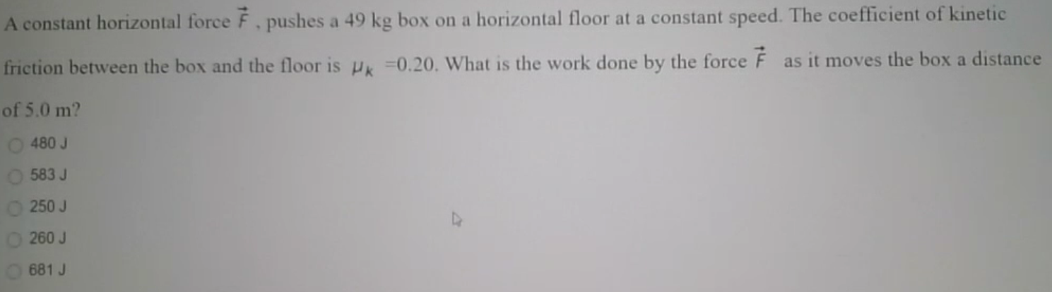 Solved A constant horizontal force F. pushes a 49 kg box on | Chegg.com