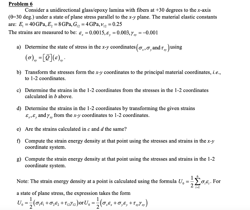 Problem 6 Consider A Unidirectional Glass Epoxy La Chegg Com