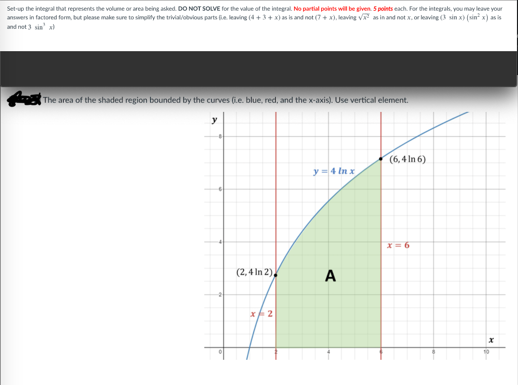 Solved Set-up the integral that represents the volume or | Chegg.com