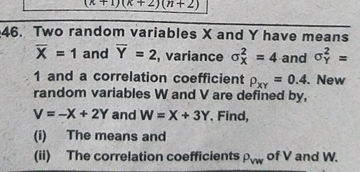 Solved IR +11+2) in+2) 46. Two random variables X and Y have | Chegg.com
