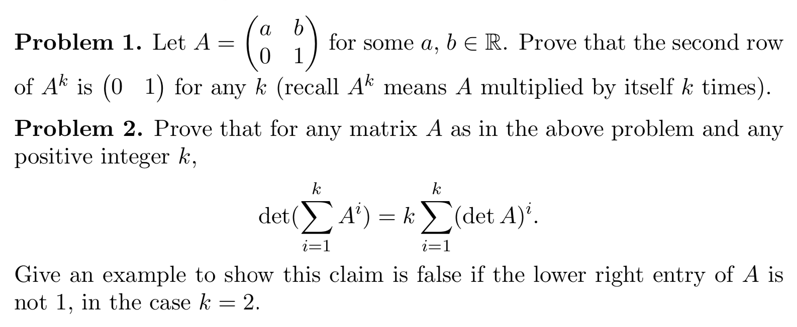 Solved Problem 1. Let A = For Some A, B E R. Prove That The | Chegg.com