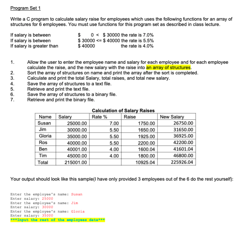 Solved Program Set 1 Write a C program to calculate salary | Chegg.com