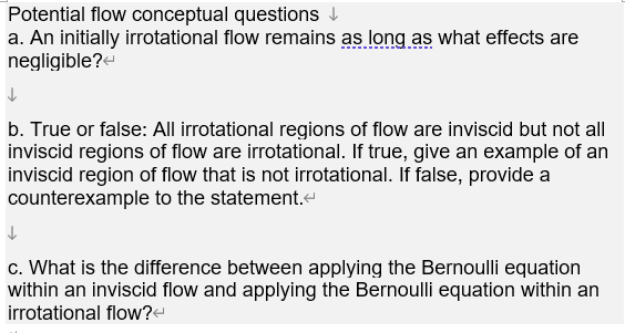 Solved Potential flow conceptual questions a. An initially | Chegg.com