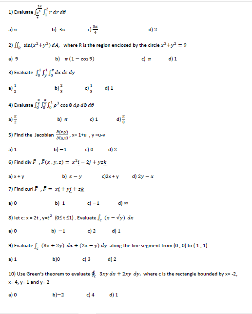 Solved 1 Evaluate Srdr De 311 A B Zl D 2 2 Sa Chegg Com