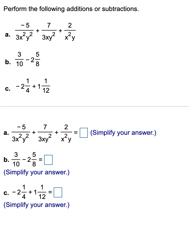 Solved Perform The Following Additions Or Subtractions 5 Chegg Solved Perform The Following Additions Or Subtractions 5 Chegg