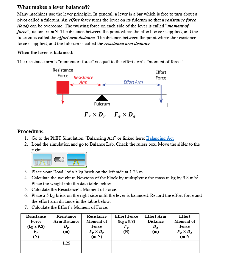 What makes a lever balanced? Many machines use the