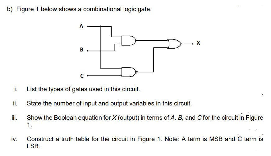 Solved B) Figure 1 Below Shows A Combinational Logic Gate. | Chegg.com