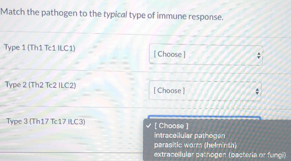Solved Match the pathogen to the typical type of immune | Chegg.com