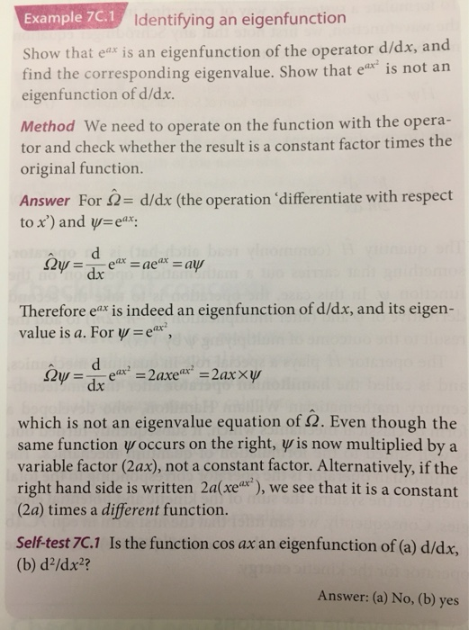 Solved Example 7C.1 Identifying an eigenfunction Show that | Chegg.com