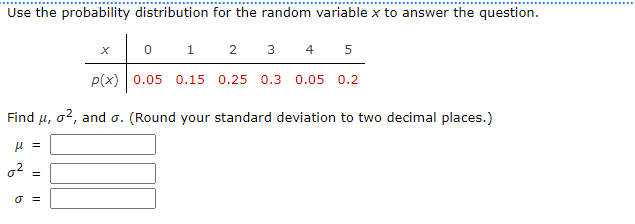 Solved Use the probability distribution for the random | Chegg.com