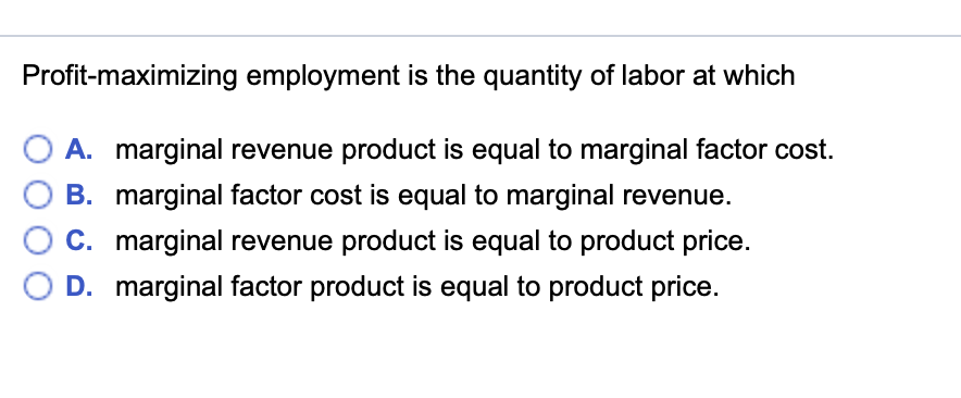 Solved Profit-maximizing Employment Is The Quantity Of Labor | Chegg.com