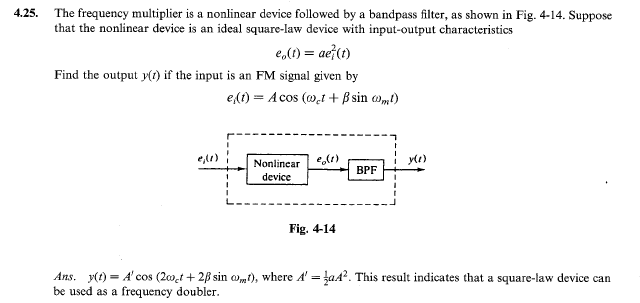 Solved 4.25. The frequency multiplier is a nonlinear device | Chegg.com