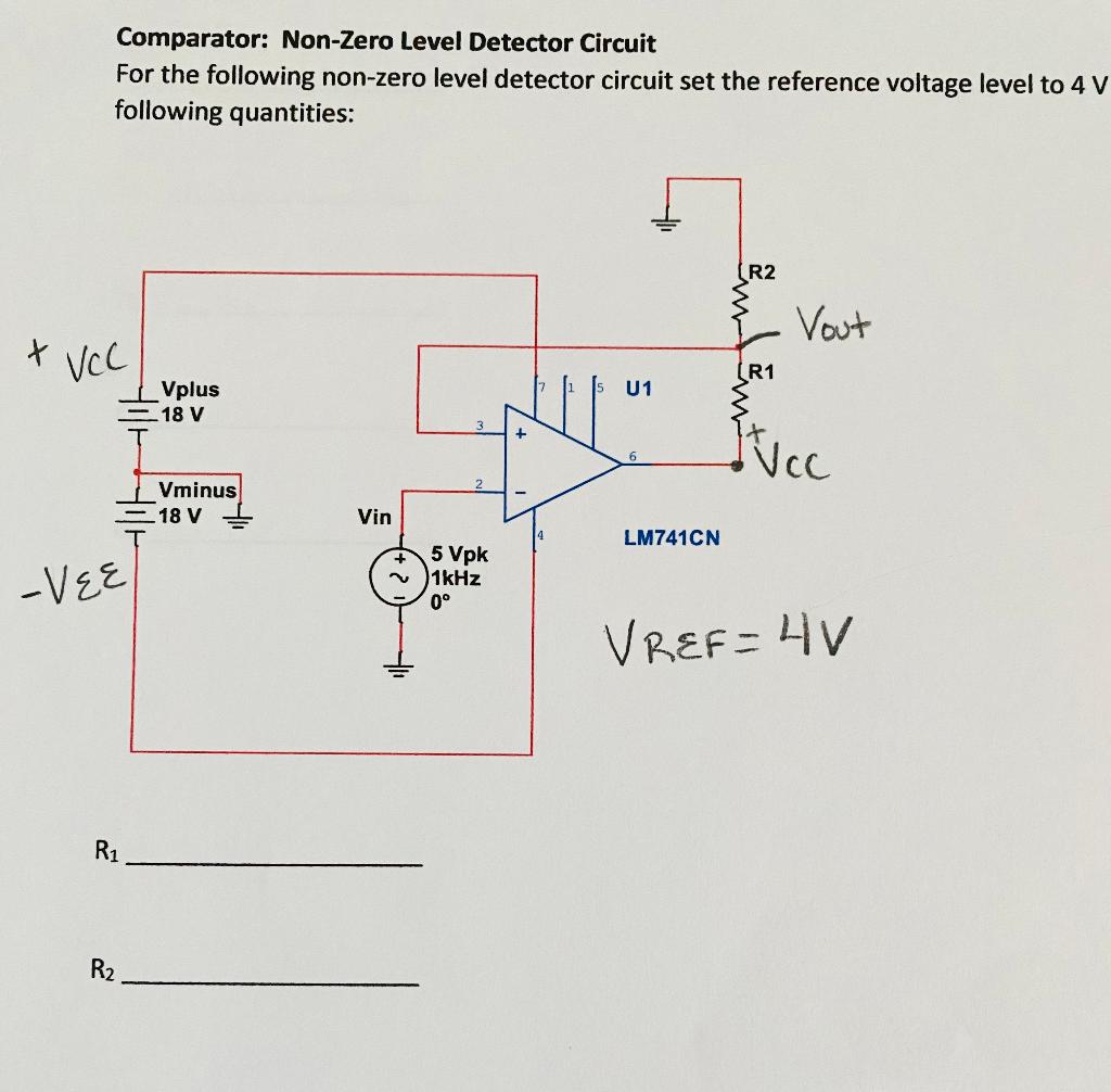 Solved For the NonZero Level Detector Comparator Circuit
