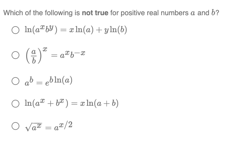 Solved Which Of The Following Is Not True For Positive Real | Chegg.com