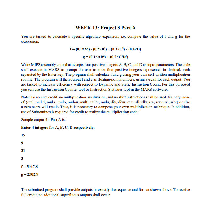 Solved WEEK 13: Project 3 Part A You are tasked to calculate | Chegg.com