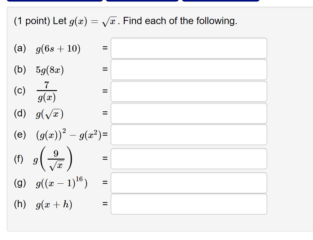 Solved 1 Point Let G X Vae Find Each Of The Followin Chegg Com