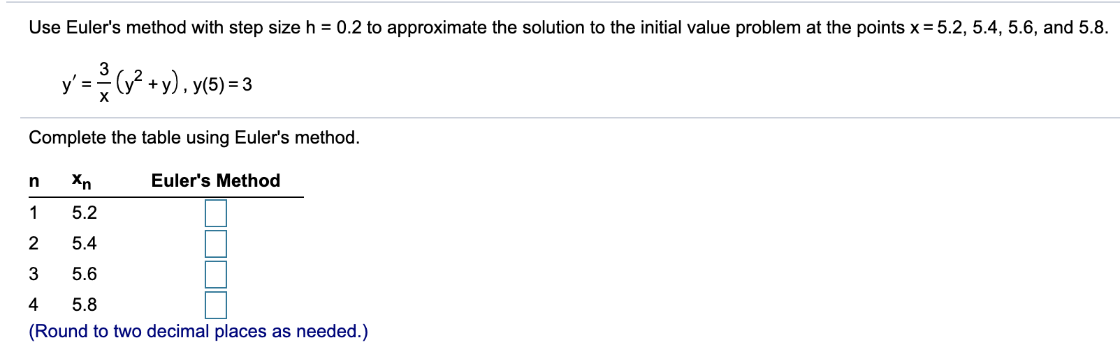 Solved Use Euler's method with step size h = 0.2 to | Chegg.com