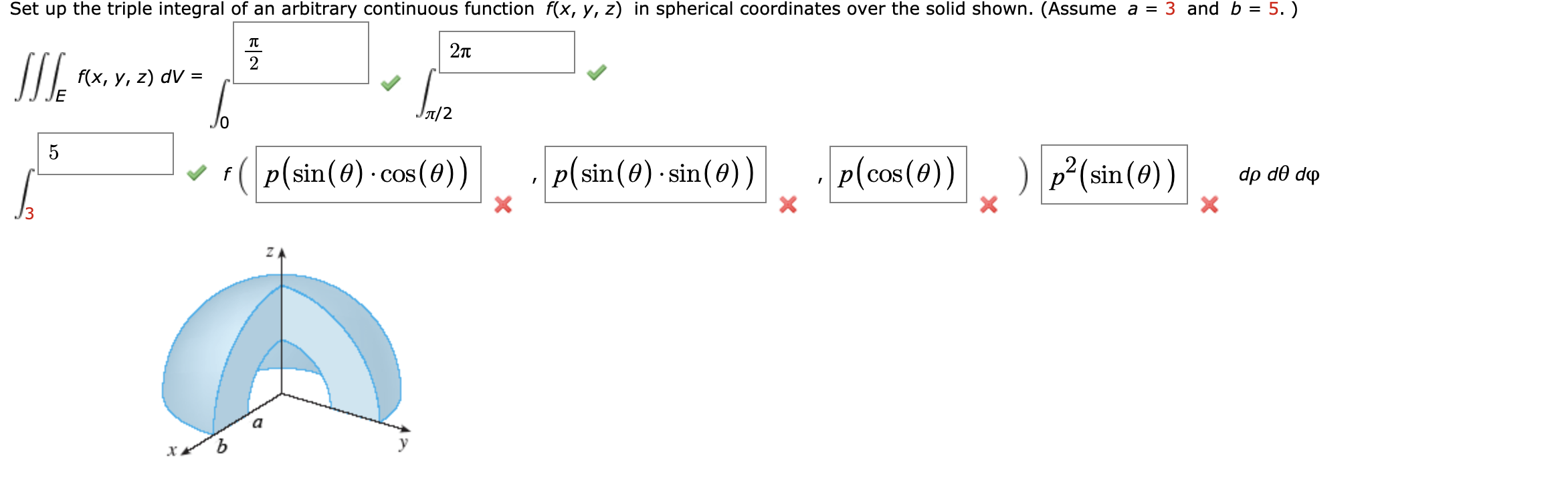 Solved Set up the triple integral of an arbitrary continuous | Chegg.com