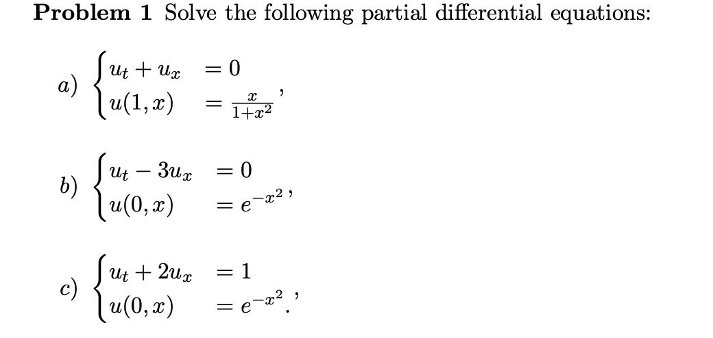 Solved Problem 1 Solve the following partial differential | Chegg.com