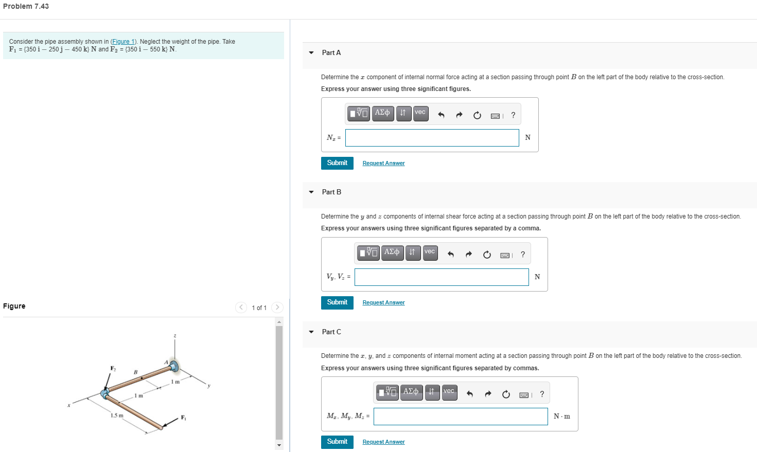 Solved Problem 7.43 Consider the pipe assembly shown in | Chegg.com