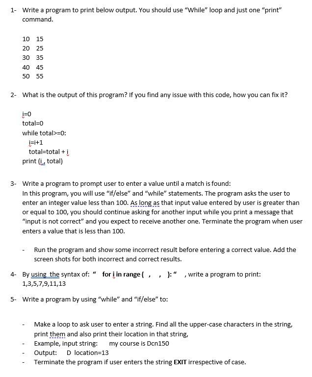 Solved 1- Write a program to print below output. You should | Chegg.com