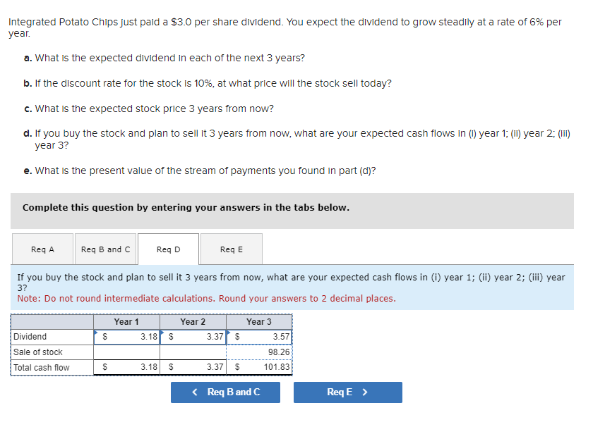 Solved How do I find the sale of the stock in year 3 for | Chegg.com