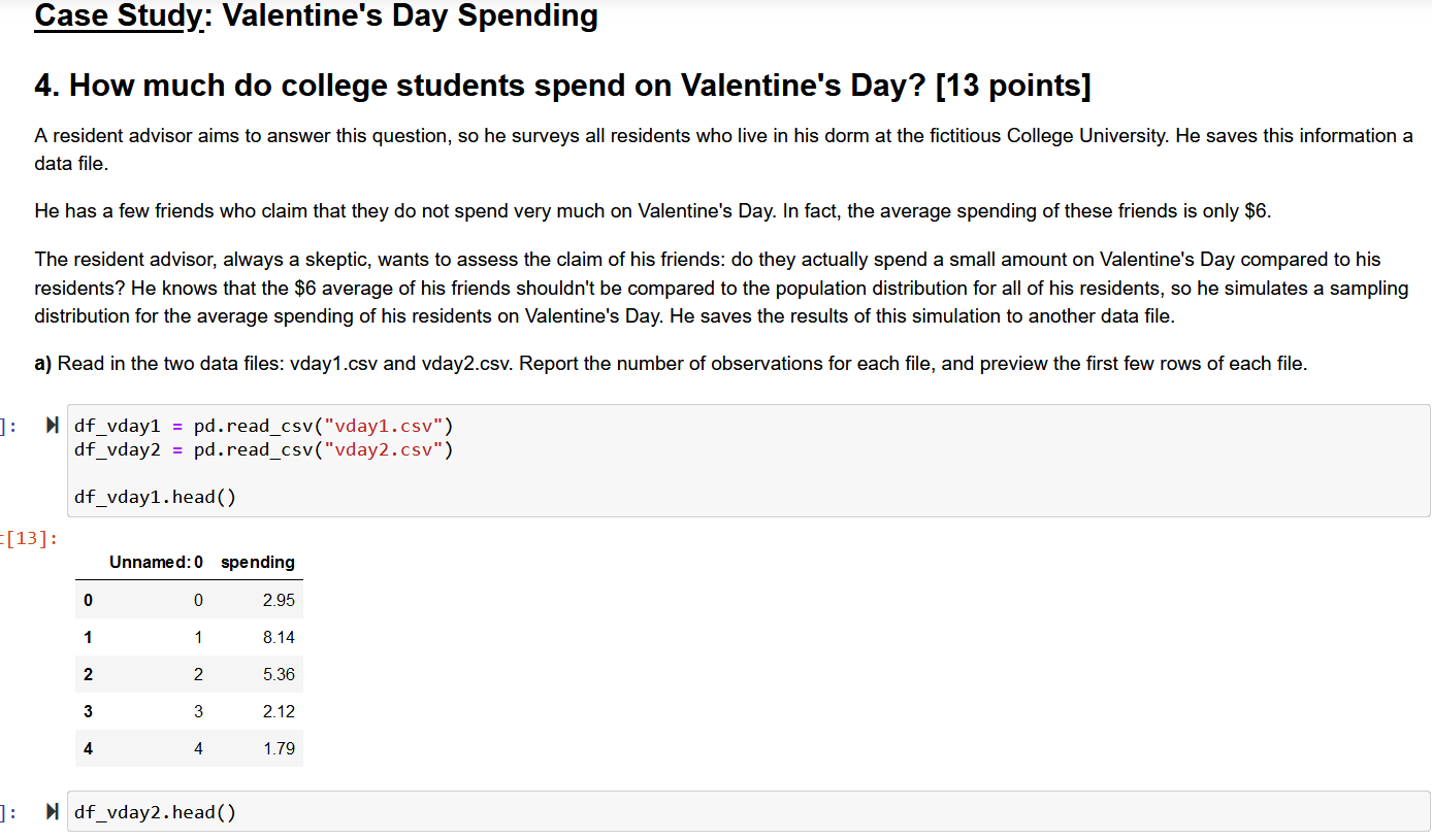 Solved 4. How much do college students spend on Valentine's