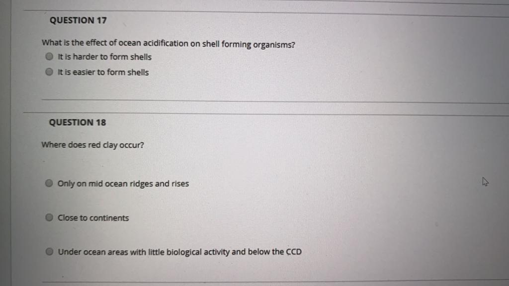 Solved QUESTION 17 What is the effect of ocean acidification | Chegg.com