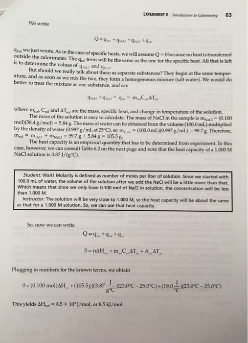 EXPERIMENT 6 INTRODUCTION TO CALORIMETRY To