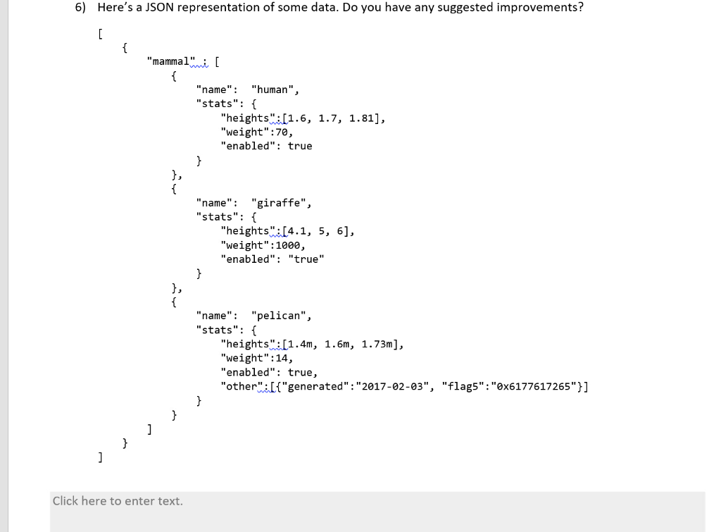 Solved 6) Here's a JSON representation of some data. Do you | Chegg.com