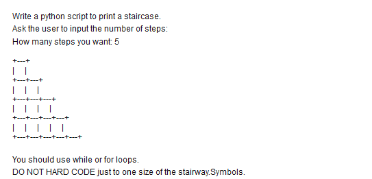 Solved Write a python script to print a staircase. Ask the | Chegg.com